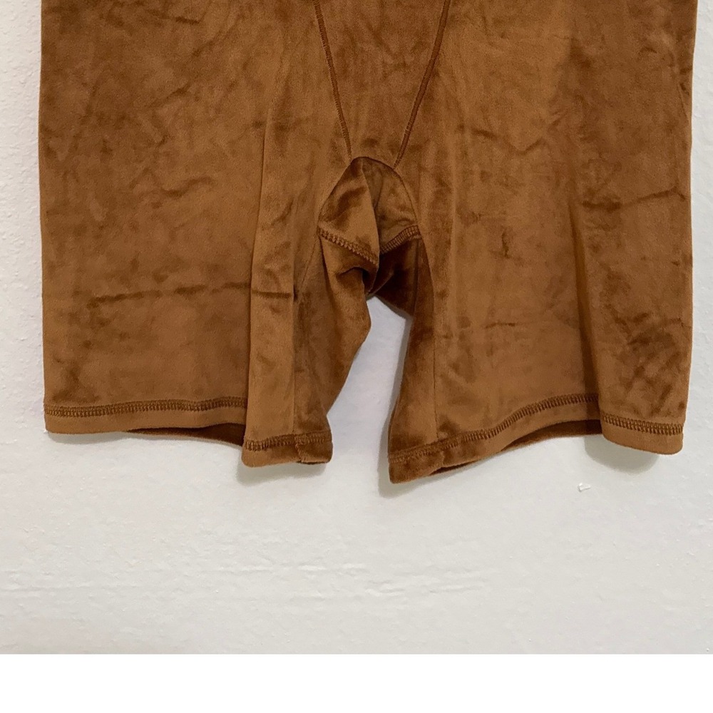 SKIMS Women Velour Biker Shorts XL Brown High Waisted Plush Loungewear Sienna - Picture 3 of 10